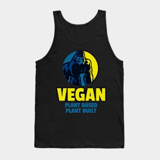 Vegan - Plant Based/Built - Gold & Blue Tank Top